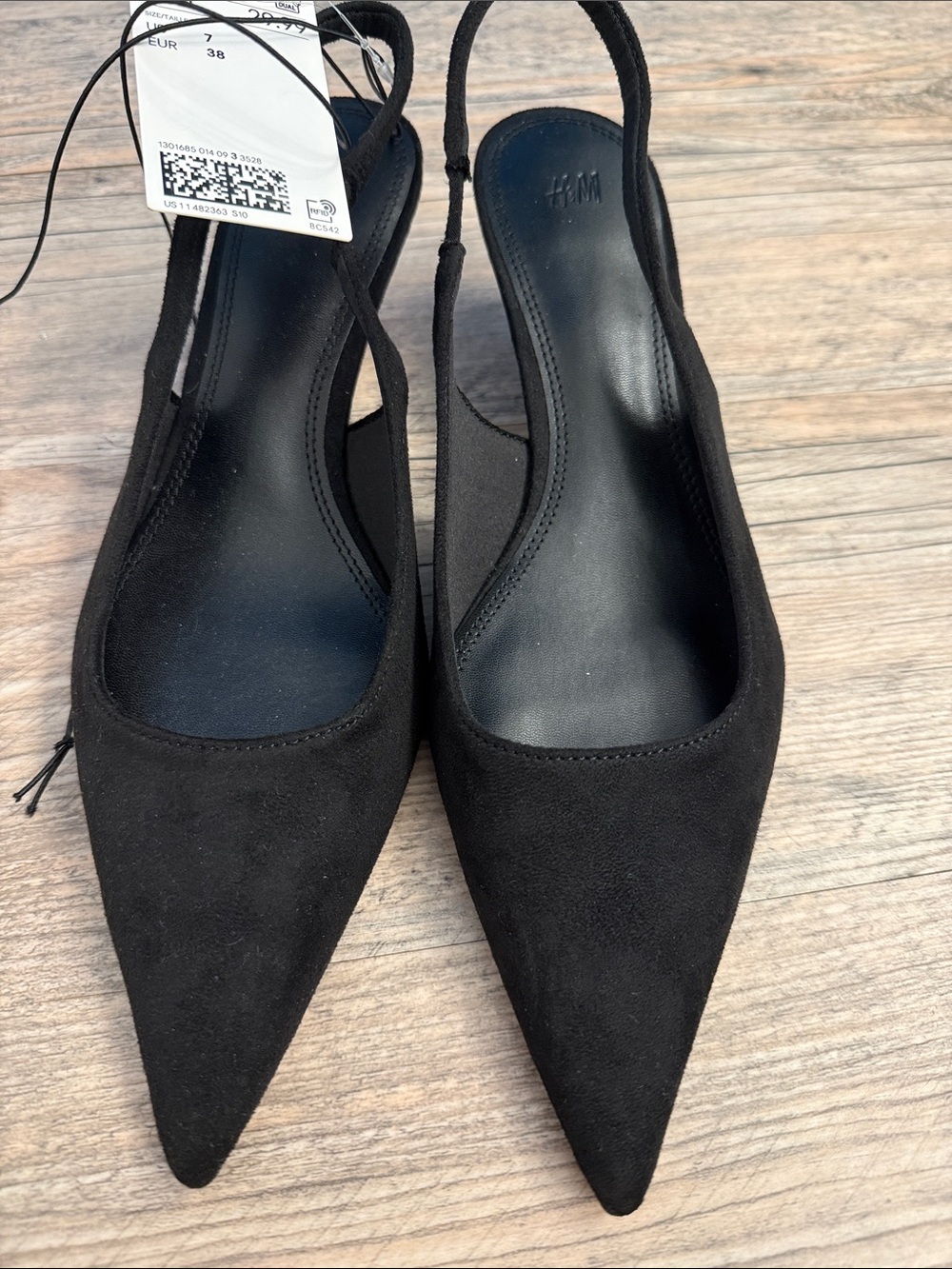 H&M Black Pointed Slingback Heels
